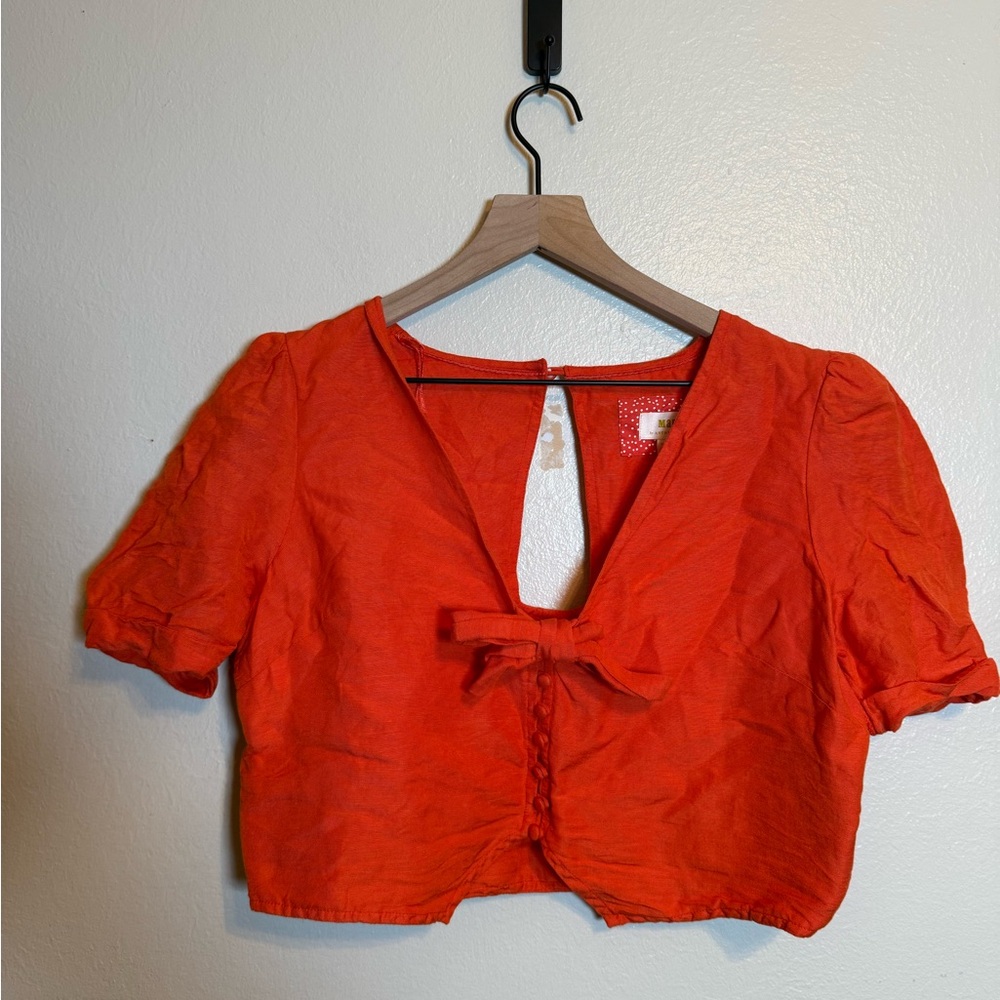 Anthropologie Maeve Tie‎ Front Cropped Blouse - Picture 3 of 8